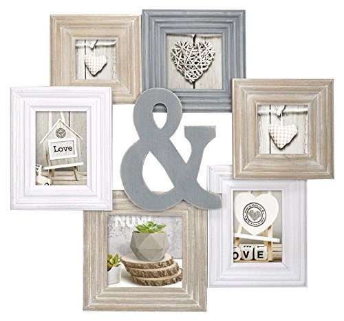 ZEP Chamboard - Portafotos múltiple vintage, madera, multicolor