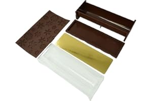 Zenker 684286 Moule à bûche à Relief Flocons de Neige, Moule à bûche de Noël, Kit de réalisation de bûche de Noël, Plastique, Silicone, 30x8x6,5cm, Marron