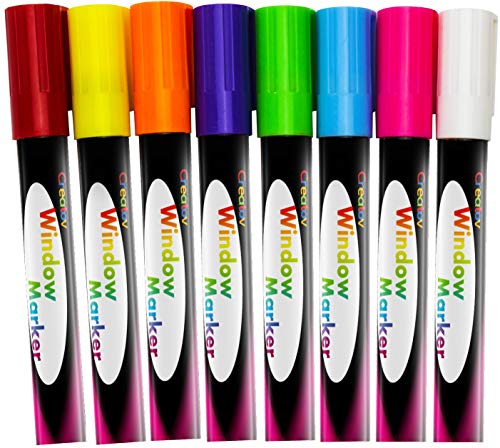 Tiza Líquida lavable Marcadores, 8 marcadores de tiza de colores, Neon, Color blanco y seguro y fácil de usar, No tóxico, ideal para todas las edades, por creatov®