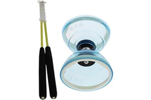 Folpus Juguete de Malabarismo Diabolo de 3 Rodamientos con Juego de Cuerdas de Palos, Regalo para Niños de 13cm, Azul
