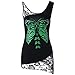 Produktbild VENMO Women Sleeveless Shirt Butterfly Print Tops | Lace Patchwork Casual Blouse| Schmetterling Druck T-Shirt Kurzarm Tops | Unregelmäßige Bluse Tunikakleid | Trägerlosen Oberteile (Black, L)