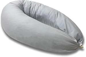 HOBEA-Germany Oreiller d'allaitement Oreiller de positionnement XXL Oreiller de Grossesse Oreiller de Couchage latéral Grand (Gris uni)