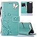 Price comparison product image EMAXELERS Huawei P10 Case Glitter Bling Butterfly Flower Pu Leather Flip Wallet Stand With Card Holder Shockproof Magnetic Slim Case for Huawei P10,Diamond Green Pure Butterfly