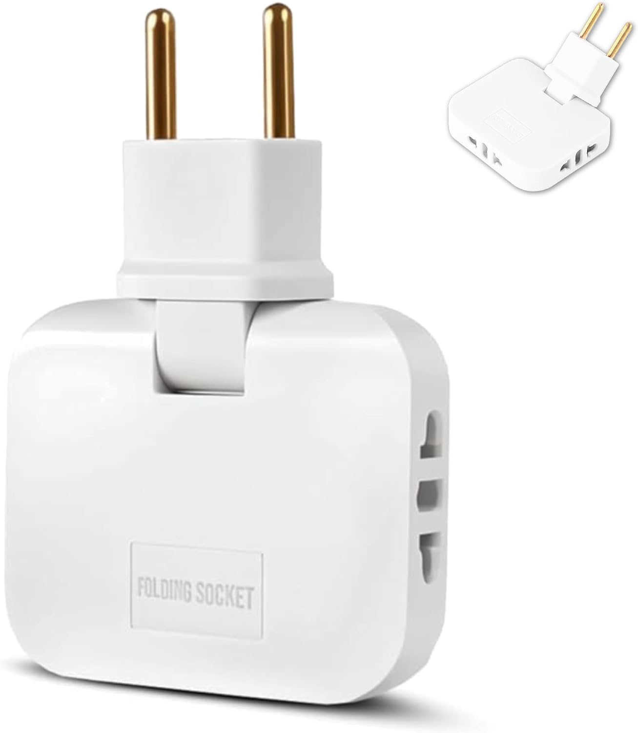 Ladrón Enchufes Plano 3 Tomas - Adaptador Europeo y Americano - Enchufe Plano Pared con Cabezal Giratorio 180º - Enchufe Extraplano para Hogar + Oficina + Electrodomésticos - Color Blanco | 3-Stars