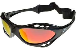 Birdz Seahawk Floating Polarised Water Sports Sunglasses Black/Fire-Revo Mirror ML