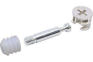 JAVOUKA Cam Bolt Nut and Dowel, 20 Sets Flat Pack Furniture Connector Fixing Screw, Locking Fittings 35mm Connecting Rod Bolts and Plastic Nuts for Cabinet Wardrobe Drawer