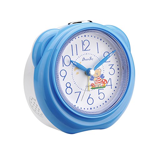 DreamSky Kinderwecker Musik Wecker Analoge Quarzwecker mit 8 Melodien, Schlummerfunktion, Nachtlicht, lauter Alarm, kein Ticken, geräuschlos, Batteriebetrieben(Blau) - 3