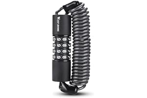 CalmGeek Candado de cable para casco para bicicleta, candado de seguridad de 150 cm, candado portátil para bicicleta, cerradura de combinación de 4 dígitos para candado de bicicleta, candado de
