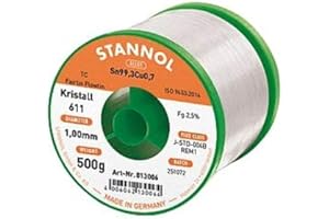 Stannol 813009 Lötdraht Kristall 611 2,5prozent 0,7mm FLOWTIN TSC305 (Sn96,Ag3Cu0,5) Fairtin 100g Spule, 0,7mm x 100g