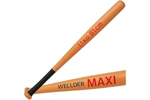 WELLDER Mazza da Baseball in Legno con Grip Antiscivolo – Misure 52 cm / 70 cm / 81 cm – Struttura Robusta e Bilanciata