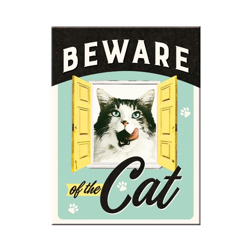 Nostalgic-Art 14354 Animal Club BeWare Of The Cat, Magnet, 8 x 6 cm
