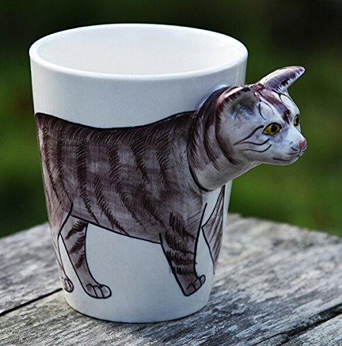 3D water Cup mug hand painted ceramic hand-painted ceramic mugs animal cups (Leopard cat)