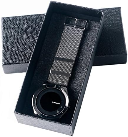 XIGEYA Creative Paidu Men's Quartz Watch with Black Turntable Dial Analogue Display Stainless Steel Mesh Strap