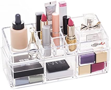 Choice Fun Acrylic 2 Tiers Makeup Organiser Cosmetic Holder with Tray Grid