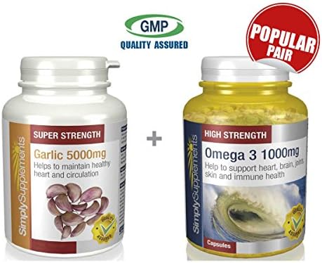 Garlic 5000mg 360 Capsules + Omega 3 1000mg 360 Capsules | Bundle Deal | Manufactured in The UK