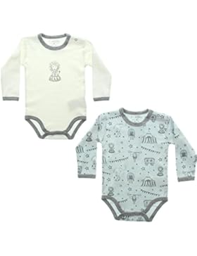 Fixoni unisex Langarm Baby- und Kinder Bodys 2er Pack, 100% Baumwolle