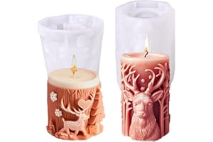 Junhui 2 Pezzi Renne di Natale Stampo Candela, Stampo Candela Stampi in Silicone, 3D Forma di Natale Stampo per Candele in Silicone per Realizzare Candele, Saponi