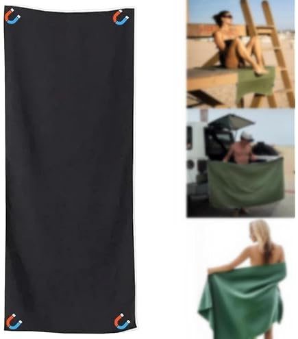 AUYAO Serviette Microfibre Géante 80x190 Cm – Ultra Absorbante, Séchage Rapide, Aimant Intégré – Idéale Pour Le Sport, La Plage Ou Le Yoga – Noir
