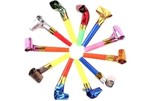 Karrma Ltd. 40pk Party Blowers Whistles Toys with Colorful Paper blowout and Safe plastic Mouthpiece for Children Birthday, Christmas & Halloween Parties Noisemakers - Assorted Color