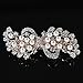 Remedios Crystal & Pearl Fan-Shaped Barrette Bridal Wedding Flower Hair Clip, 47C (Ivory & Silver)