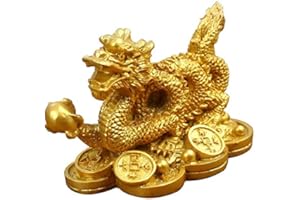 YeBon Feng Shui Drache Statue Ornamente für Reichtum und Glückssymbol Wohlstand Home Office Decor