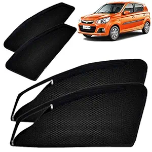 Autofact Magnetic Window Sunshades / Curtains for Maruti Alto K10 (2015 Onwards) [Set of 4pc - Front 2pc with Zipper ; Rear 2pc Without Zipper] (Black)