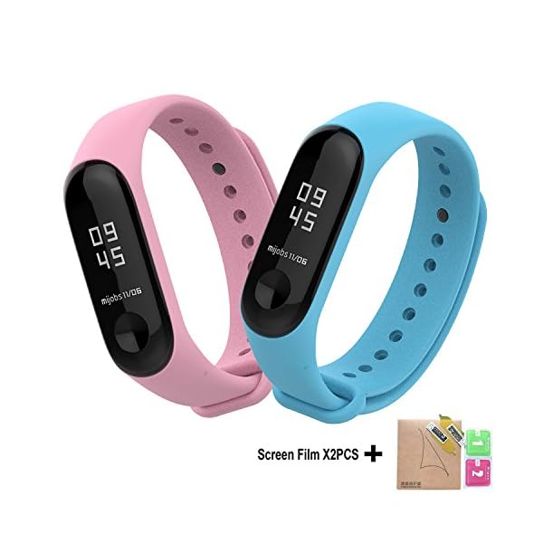 BDIG - Correas de Repuesto para Mi Band 3, Colorido suave silicona pulsera impermeable, Diseño de la Mejor para Pulsera Xiaomi Mi Band 3, Marrón, Large Strap Length (2PCS)