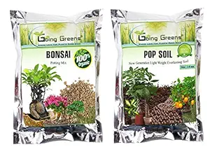 Going Greens Combo of Bonsai Potting Soil Mix (800 GM) & Going Greens Pop Soil New Generation Light Weight Everlasting Soil/Leca Balls/Hydrotons/Clay Aggregate Pebbles (2-8 mm) (400 GM)