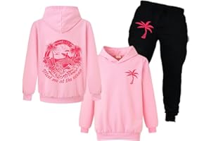 Xpialong Pink Girls Hoodie and Trousers 2 Pcs Cotton Tops Tracksuits for Unisex Kids