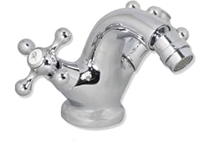 VETRINE IN RETE Vetrineinrete® Rubinetto per bidet miscelatore doppio comando acqua calda e fredda monoforo da bagno in ottone cromato 52345A F7
