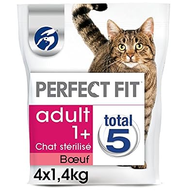 PERFECT FIT ADULTE STERILISE - Croquettes au bœuf pour chat 1,4kg - lot de 4 (5,6kg)