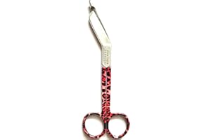 PANTHER SURGICAL Tijeras de vendaje de acero inoxidable de 14 cm, multicolor, para primeros auxilios (patrón rojo y negro)