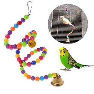 Sage Square 43cm Jumbo Playful Natural Wood Bead Swing Flexible Ladder Toy for Cockatiel, Lovebird, Budgerigar, Sun Conure, Finch, African Grey, Canary, Cockatoo, Macaw, Budgeri Birds