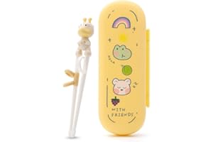 Kostoo - Baguettes d'apprentissage faciles à utiliser pour les enfants débutants - Avec boucle anti-dislocation - Boîte portable incluse - Cerf jaune