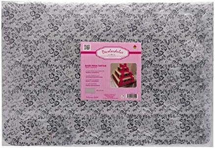 DeColorDulce SG2215 Cake Base, Cardboard and Paper, Silver, 35 x 25 x 3 cm