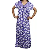 Indiatrendzs Women Nighty Hosiery Floral Printed Summer Sleepwear Nightgown 42"