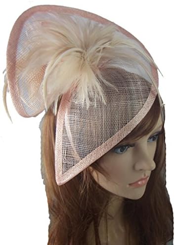 Nude Pink Sinamay & Feathers Twist Hat Fascinator - Occasion Wedding Races