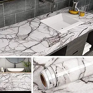 Anna Creations Vinyl self Adhesive Peel and Stick Waterproof Decorative DIY Wallpaper Marble Wallpaper countertop Wallpaper (Marble Lilac, 24