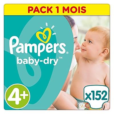 Pampers Couches Baby-Dry Taille 4 Maxi Plus (9-20 Kg) - Pack éConomique 1 Mois De Consommation 152 Couches
