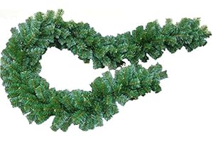 FKL DESIGN HOME DECO Weihnachtsgirlande Dicke Tannengirlande Weihnachtsdeko Grüne Tannenzweige 300cm (240 Spitzen) - Tannen Girlande als Weihanachtskranz - Weihnachten, weihnachtsdeko aussen, innen, amerikanisch