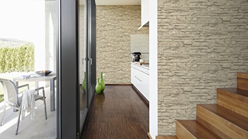 A.S. Création Vliestapete Best of Wood and Stone Tapete in Stein Optik fotorealistische Steintapete Naturstein 10,05 m x 0,53 m beige creme Made in Germany 707130 7071-30 - 6