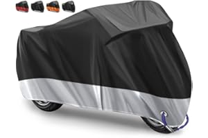 EOZAKAVOD Housse de Protection pour Moto Housse de Moto Couverture Imperméable Housse de Protection pour Moto Exterieur en 210D Oxford Tissu pour Moto,Contre la Pluie,Les Rayons UV - 245 X 105 X 125CM(Argent)