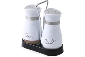 GJIE Pack of 2 Salt and Pepper Pots Salt and Pepper Shaker Salt and Pepper Set Salt Shaker Salt Pot Kitchen Accessories (White)