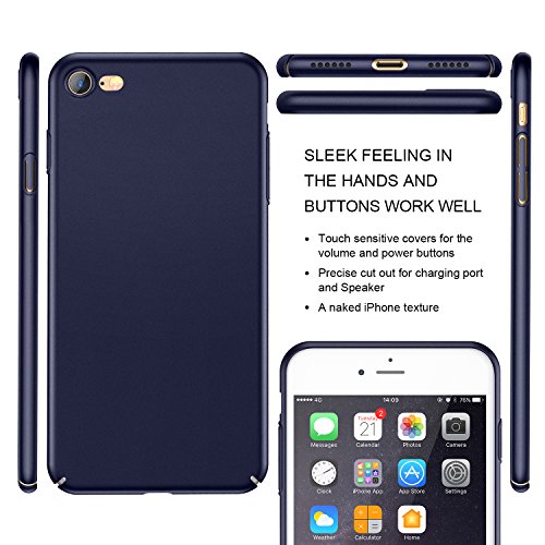 iPhone 8 Case, iPhone 7 Case, HUMIXX Slim Fit Skin Cover with Matte Finish Coating Anti-fingerprint Anti-scratch Protective Hard Case Cover Shell for iPhone 8/ iPhone 7 [Skin Series] (Blue)