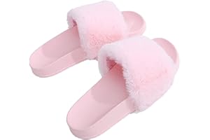 AIOTIO APIKA Femmes Flip Flop Faux Fourrure Slipper Fuzzy Fluffy Comfy Sliders Open Toe Slip sur