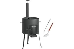 BBQ-Toro Kazan Oven Diameter 34 cm | Goulash Kettle with Slotted Spoon and Poker | Outdoor Fire Kettle, Stew Oven, Fire Pit, Kazan Frame, Utschak, Tripod