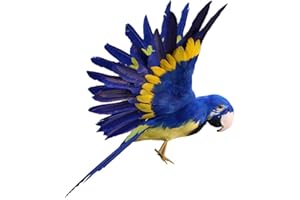 Sharplace artificiel Plumes Figurine en Plastique Paysage Ornement Jardin Décor Bricolage Halloween, Perroquet bleu