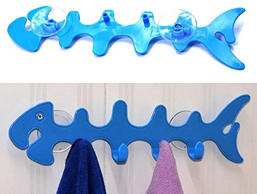 niceeshop(TM) Einstellbar Plastik Fischförmig Design Haken Handtuchhaken Mit Saugnapf - 2