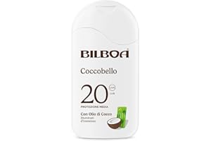 Bilboa Coccobello Latte Solare SPF 20, con Olio di Cocco, Illuminati d’Immenso, Resistente all'Acqua, 200 ml