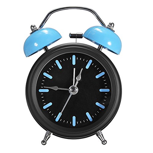 KING DO WAY Metall Doppel Glockenwecker lauter Alarm Leicht tickt Energie Sparen Hintergrundbeleuchtung Quarzlaufwerk Wecker kinderwecker Alarm Clock Licht Blau